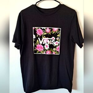 Vans Black T-Shirt with Floral Graphic